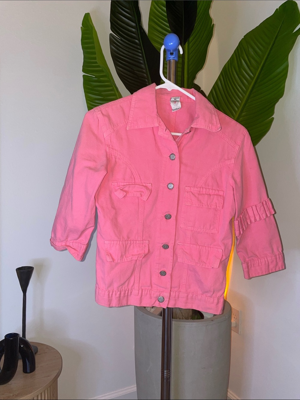 Vakko Pink Girls' Button-Up Jean Jacket